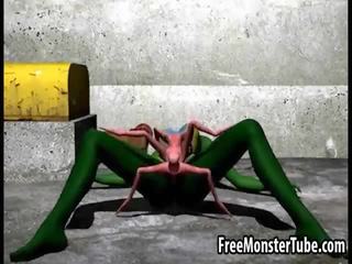 3d tekenfilm buitenaards stunner krijgen geneukt hard door een spider
