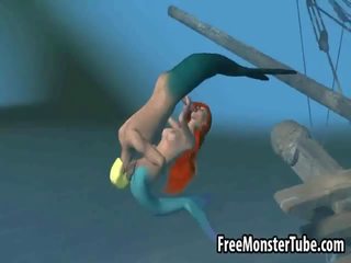 3d wenig mermaid femme fatale wird gefickt schwer unter wasser
