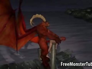 3d رسوم متحركة بريمادونا يحصل على مارس الجنس في الهواء الطلق بواسطة ل winged شيطان